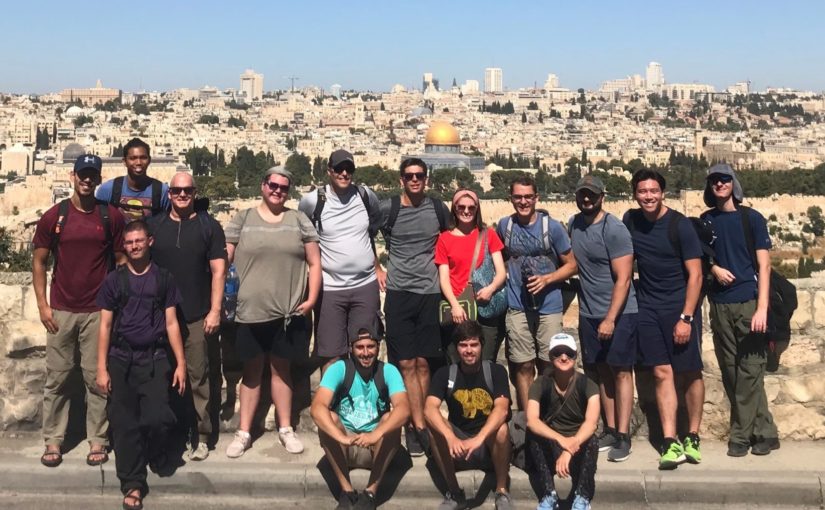 Group photo of a student trip to Israel